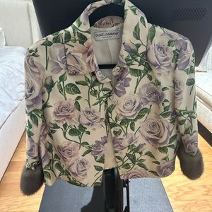 Vintage Dolce & Gabbana Lavender mink trimmed cropped jacket size L.